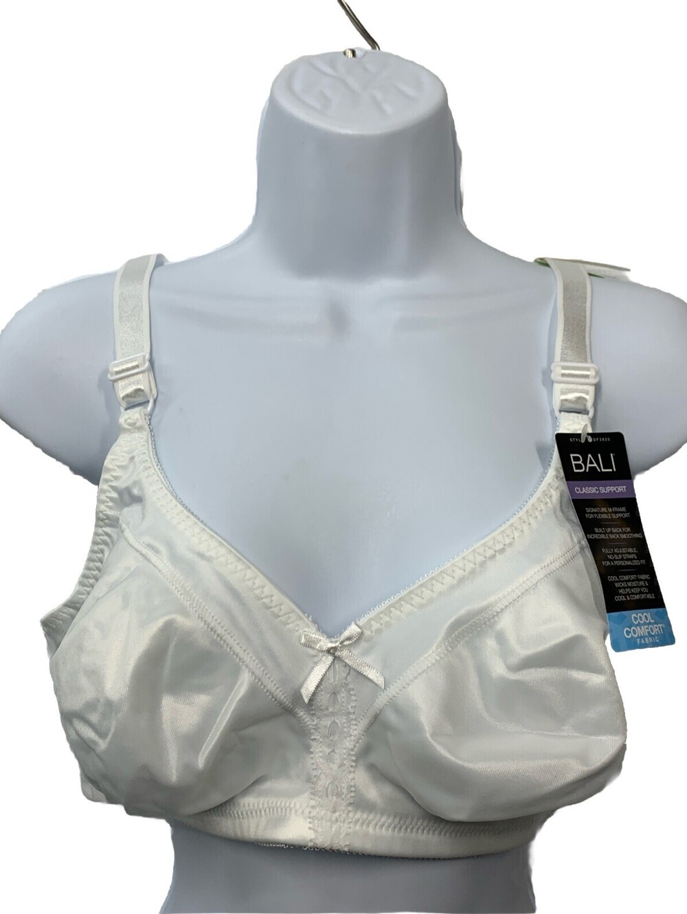 Bali Bra DF3820 White Classic Support Cool Comfort Fabric Size 38B Wireless